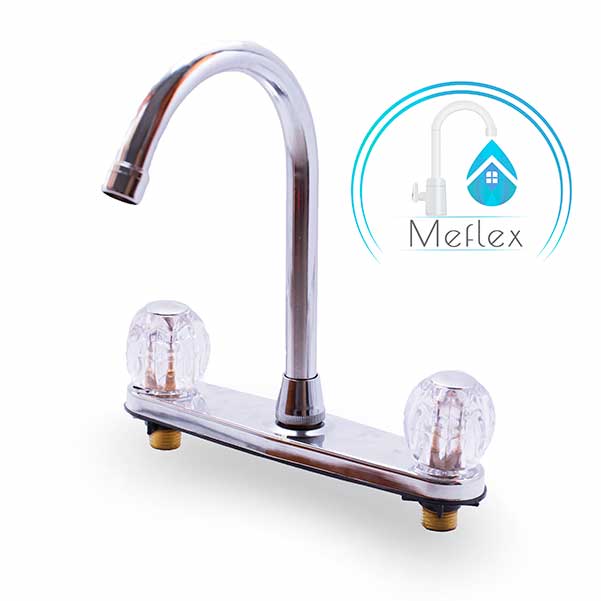 Fregadero de 8" con manilla acrilico y cuello de cisne - Meflex C.A