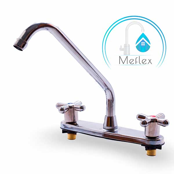 Fregadero de 8" con manillas tipo cruz pico largo