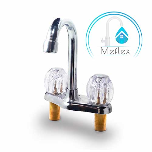 Lavamanos cuello de cisne con manillas acrílicas