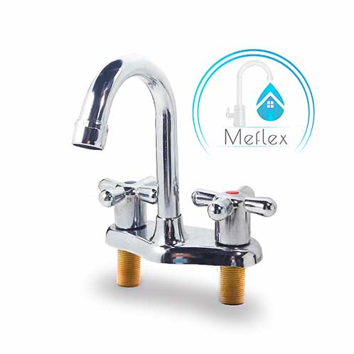 Lavamanos cuello de cisne con manilla de cruz