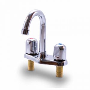 Lavamano 4" Pomo Redondo Metálico Cuello De Cisne